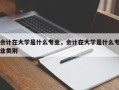 会计在大学是什么专业，会计在大学是什么专业类别